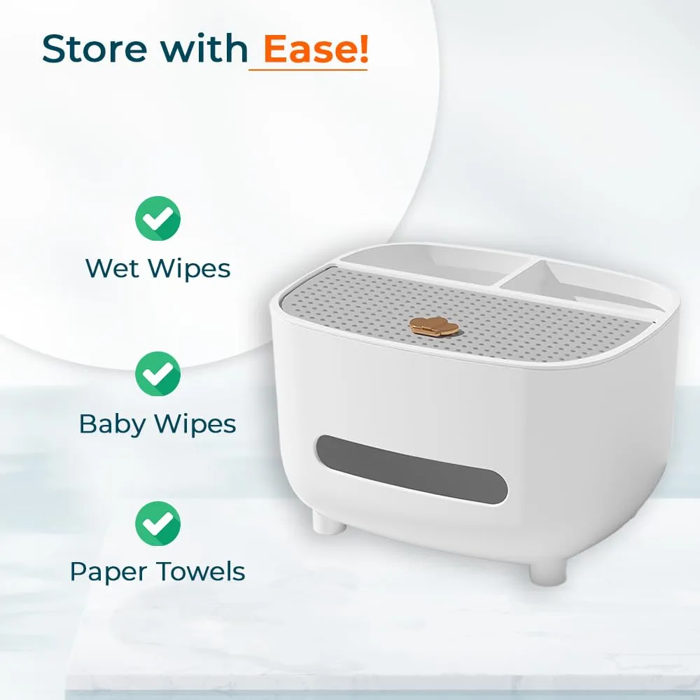 Urbane Home Tissue Paper Box with Storage|Tissue Holder Dispenser For Bathroom, Car|White