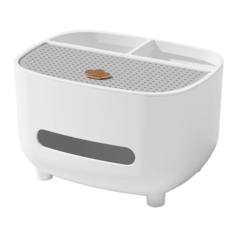 Urbane Home Tissue Paper Box with Storage|Tissue Holder Dispenser For Bathroom, Car|White