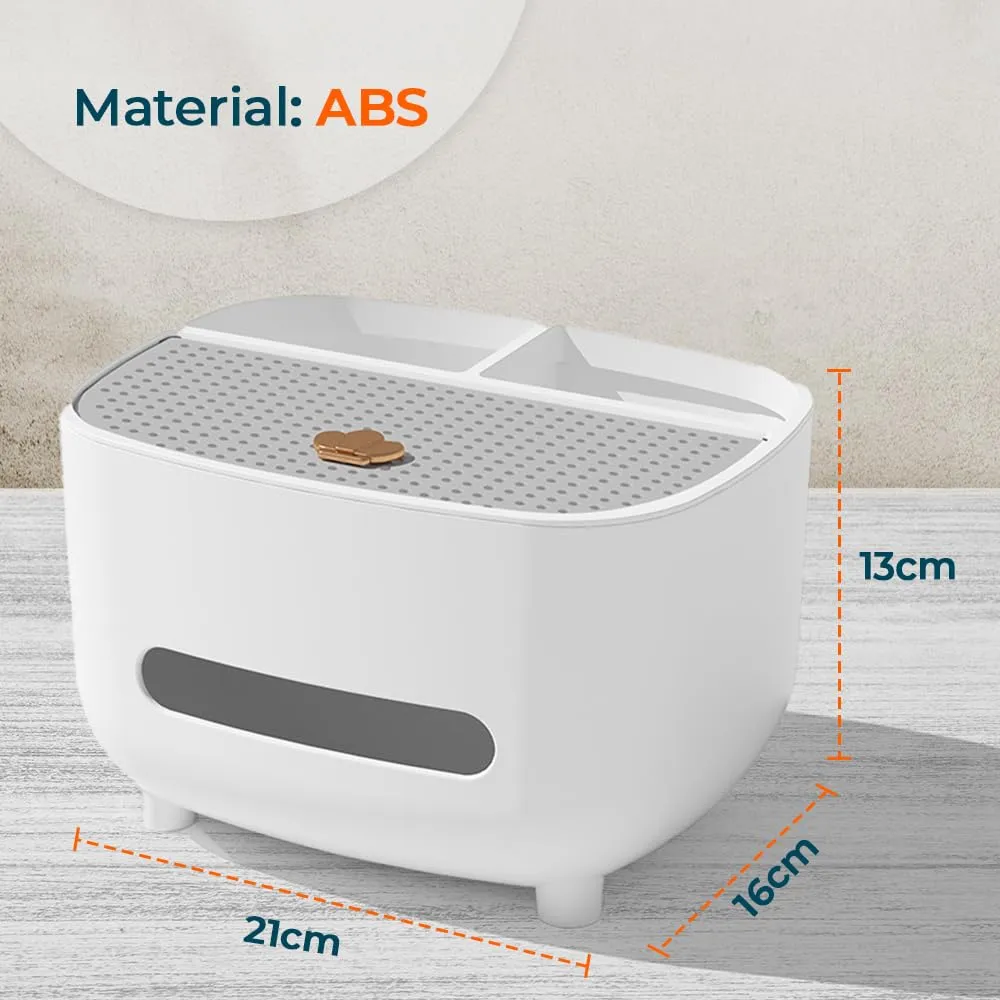 Urbane Home Tissue Paper Box with Storage|Tissue Holder Dispenser For Bathroom, Car|White